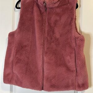J Crew Women’s Pink Faux Fur Full-Zip Vest